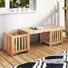 Patio Wooden Bench with Planter Outdoor Conversation Bench Set