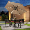 Garden Table Umbrella Outdoor Heavy Duty Market Umbrella w/ LED Lights-Beige