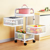 Rotating Veg Fruits Trolley Basket Rack Metal Kitchen Bathroom Storage Shelf UK