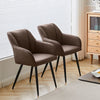 2PC Brown Dining Chair PU Faux Leather Padded Seat Dining Room Kitchen Chair