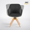 1 PC Dining Chair 360° Swivel Velvet Oak Solid Wood Legs Kitchen Room Chair
