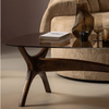 Designer Luxury Walnut Dark Wood And Glass Abstract Coffee Table