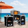 Portable Folding Camping Kitchen Unit Cupboard Windbreak Stand Storage Table