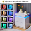 Modern White High Gloss Table Side Table Coffee Table Display with LED Light UK