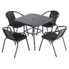 Black Gloss Glass Top Garden Table Outdoor Patio Bistro Coffee Table Metal Frame