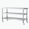 Stainless Steel Kitchen Work Bench Catering Table Worktable W/Undershelf, Wheels
