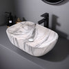 Bathroom Basin Sink Sit-on Flat Mounted Vessel Countertop Marble Effect w/ Waste
