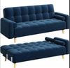 Convertible Velvet Sofa Bed – 3 Seater Futon with Adjustable Back & Pillows