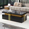 Modern Black Rectangular Coffee Table with 2 Storage Drawers for Living Room