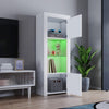 White High Gloss LED Tall Display Cabinet Cupboard Sideboard Standing Storage