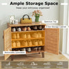 GYMAX 2-Door Shoe Cabinet 4-Tier Shoe Rack Storage Organizer Teak