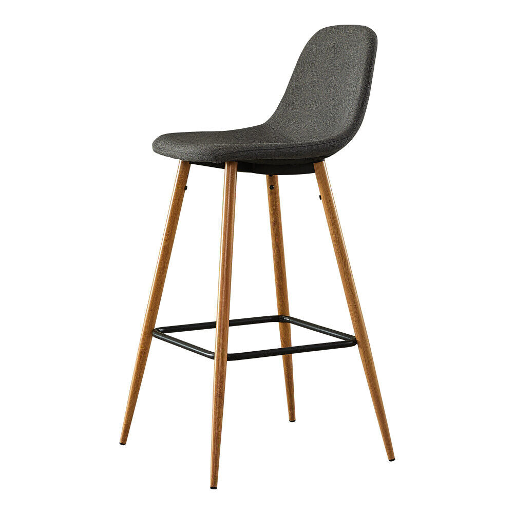 2X Bar Stools Fabric/Faux Leather Pub Chairs Breakfast Kitchen Metal Leg Modern