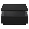Coffee Table with LED Square High Gloss Black Storage Tea Table for Living Room