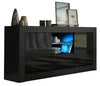 Modern 145cm TV Unit Cabinet | Black High Gloss Doors | TV Stand with Free LED