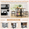 Costway 3 Pcs Foldable Dining Table Set Drop Leaf Expandable Dining Table