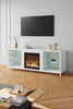 White Wooden TV Cabinet with 18 inch Electric Fireplace TV Cabinet Fireplace Set
