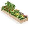 Rectangular Plant Container Elevated Planting Bed with 2 Planter Boxes-Natural