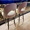 Set Of 2x Luxury Astra Cream Velvet Barstool Swivel Chair for Pub Club Café