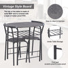 3 Pcs Compact Dining Room Set Kitchen Breakfast Bar Table with Storage Shelf