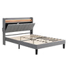 Upholstered Platform Bed 4ft6 Double Bed Frame with LED Storage Headboard Grey