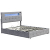 Hydraulic Ottoman Storage Bed 4ft6 Double Upholstered Bed Frame with LED Grey