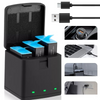 3x 1800mAh Battery For Go Pro Hero 9 /10/11/12+ 3 Slots Camera Battery Charger