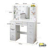 Large 100cm Dressing Table With Hollywood LED Mirror 6 Drawer Vanity Makeup Desk