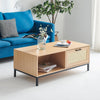 Modern Rattan Coffee Table with Drawer & Storage for Living Room Center Table