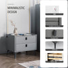 LED Bedside Table 2 Drawers Cabinet Charging Station Nightstand Storage Grey