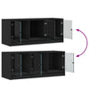 TV Cabinet with Glass Doors Stand Entertainment Centre Unit Black
