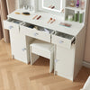 Dressing Table W/ 3Drawers HD Mirror Stool Set Makeup Desk Vanity Table Bedroom