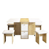 Drop Leaf Table & Stools Foldable Dining Set with Storage, 120x80cm, Oak+White