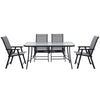 1.5m Black Garden Table Rectangle Glass Indoor Outdoor Dining Table Parasol Hole