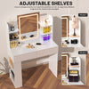 Dressing Table with LED Mirror,3 Light Colors,Adjustable Brightness,Vanity Table