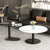 Set Of 2 Nesting Coffee Table Artistic Accent Table Set Heavy Metal Black Base