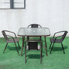 Glass Patio Coffee Dining Table Square/Round Stand Outdoor Garden Dinner Bistro