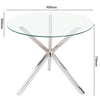 Modern 90cm Clear Glass Round Dining Table w/Chrome Cross Legs Kitchen Furniture