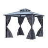 3x3.6m Dual-Roof Iron-Aluminum Gazebo w/Netting&Curtains Shelter Outdoor Pergola