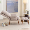 Accent Chair Armchair with Footstool Adjustable Backrest Wood Legs Lounge Chair