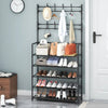 Black Metal Clothes Rail Rack Garment Stand Corner Open Wardrobe with Shelf