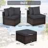 4 PCS Patio Rattan Conversation Set Sofa Ottoman Set Metal Frame w/Coffee Table