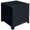 Side Table Furniture Tempered Glass Garden Patio Wicker Black