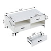 White Coffee Table with Storage 4 Drawers Shelf Home Office Lounge Metal Legs