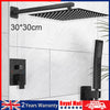 Concealed Shower Mixer Valve Tap Square Black Bathroom Twin Head Valve Set Urgbq