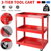 3 Tier Tool Storage Heavy Duty Garage Trolley Workshop DIY Wheel Cart Shelf Red