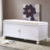2-Door Storage Ottoman Stool Hallway Window Seat Wooden Shoe Bench with Cushion