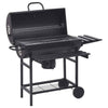 Barrel Grill with Wheels and Shelves Black 115x85x95 cm Steel BBQ