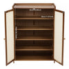 Shoe Cabinet Storage Cupboard Footwear Stand Rack Wooden Double Rattan Doors UK