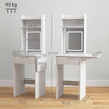Small Dressing Table with Mirror LED Lights Vanity Desk with Fold-up Panel White
