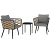 3 Pieces Rattan Bistro Set, Wicker Garden Furniture Set with Cushions, Black